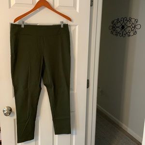 HIVIEW size 1X Olive green stretch, ankle length pull on pants